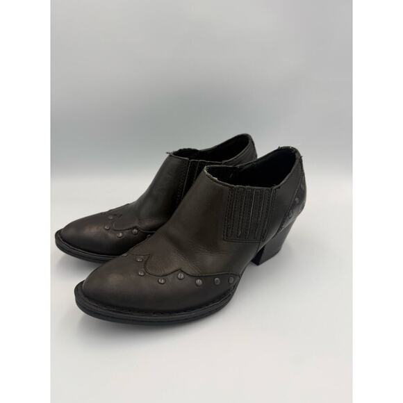 Born Womens Black Size 6 1/2 Booties Western Studded - Picture 1 of 11